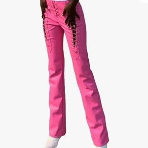 Faux leather lace up pants